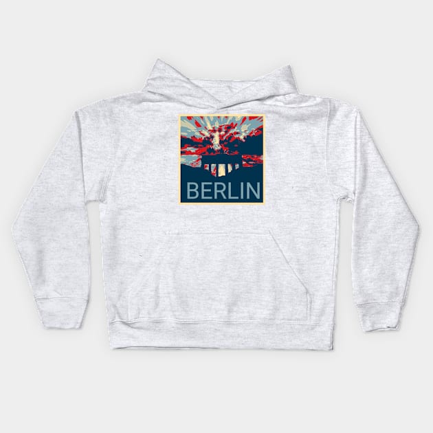 Berlin in Shepard Fairey style design Kids Hoodie by Montanescu